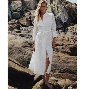 Belted embroidered eyelet dress